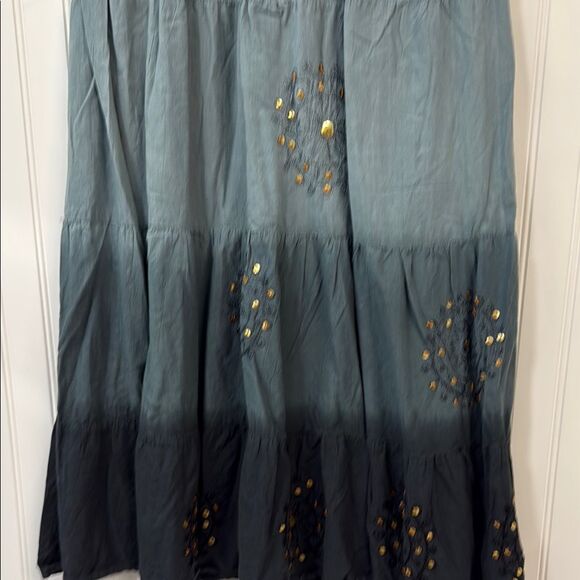 Boho hippie festival dip died embroidered long maxi skirt women's M Max Merra - Picture 3 of 7